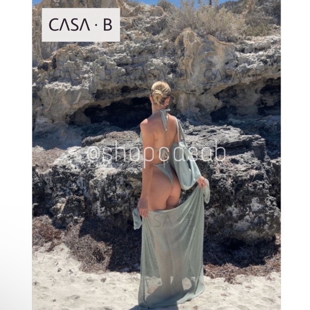 NEW to CASA B💫| Sinclair Netted Wrap Top & High-Slit Maxi Sarong Set- Sage